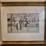 A23. Quintessa Collection Van Gogh print ”Orchard in Blossom with Two Figures” 19.75” x 23.75”